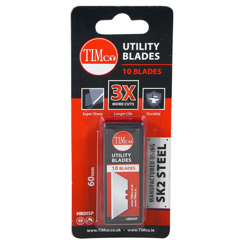 10 x TIMCO Utility Knife Blade - 60 x 19 x 0.6