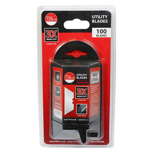 100 x TIMCO Utility Knife Blade - 60 x 19 x 0.6