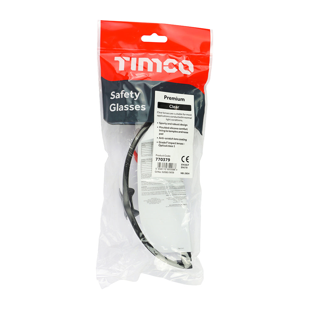 TIMCO Premium Safety Glasses Clear - One Size