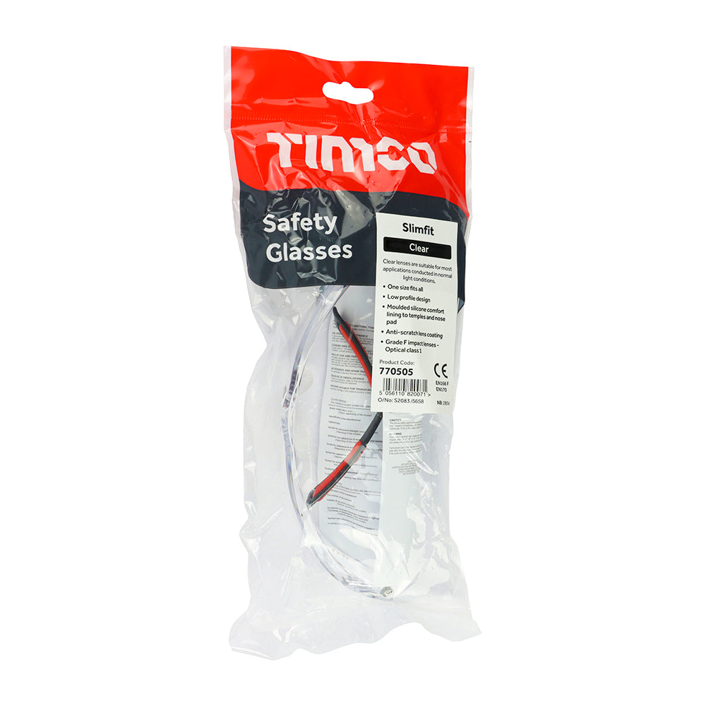 TIMCO Slimfit Safety Glasses Clear - One Size