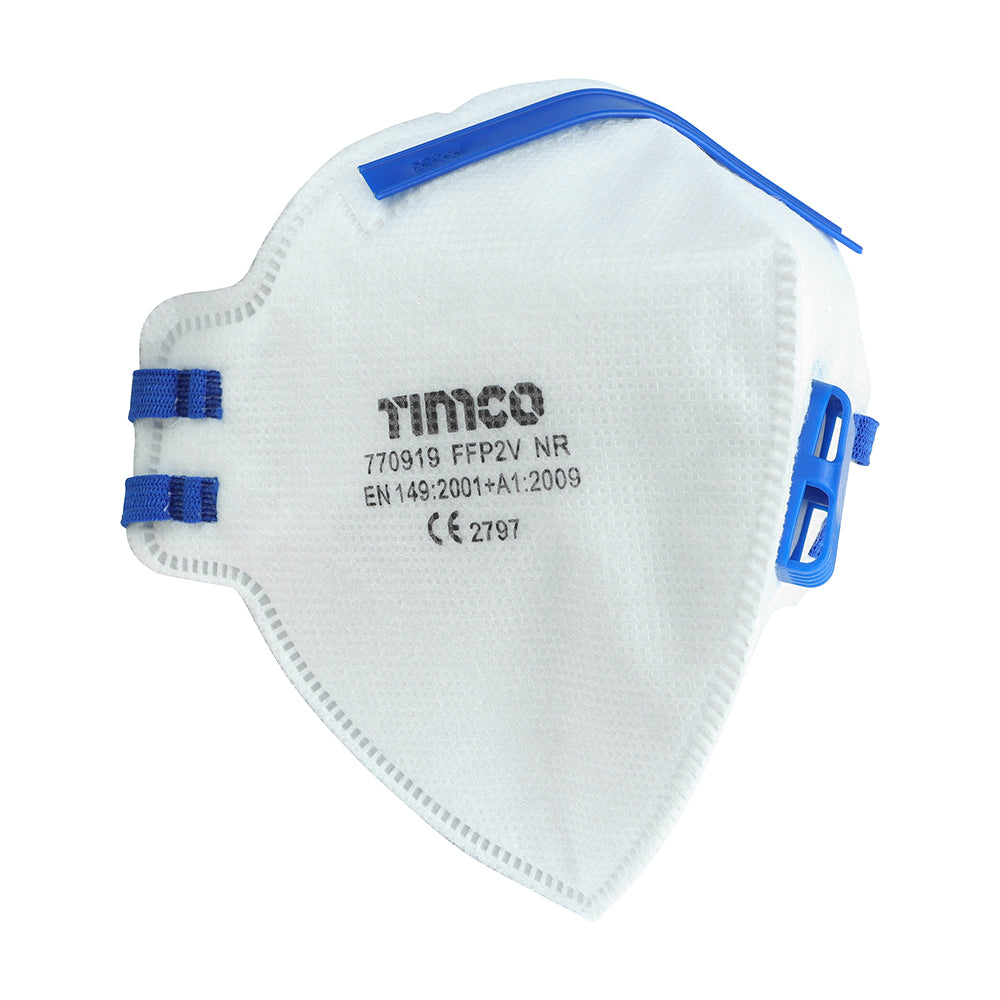 10 x TIMCO FFP2 Fold Flat Valved Masks - One Size