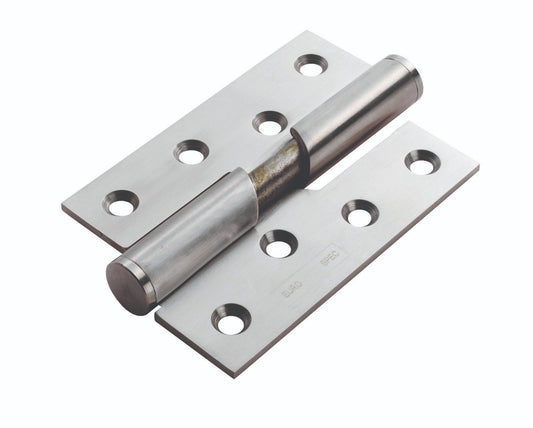 102 X 76 X 3MM RISING BUTT HINGE LH C/W SCREWS (PAIR) - SATIN STAINLESS STEEL -