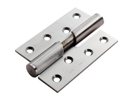 102 X 76 X 3MM RISING BUTT HINGE RH C/W SCREWS (PAIR) - SATIN STAINLESS STEEL -