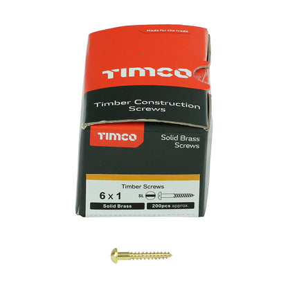 200 x TIMCO Solid Brass Round Head Woodscrews - 6 x 1