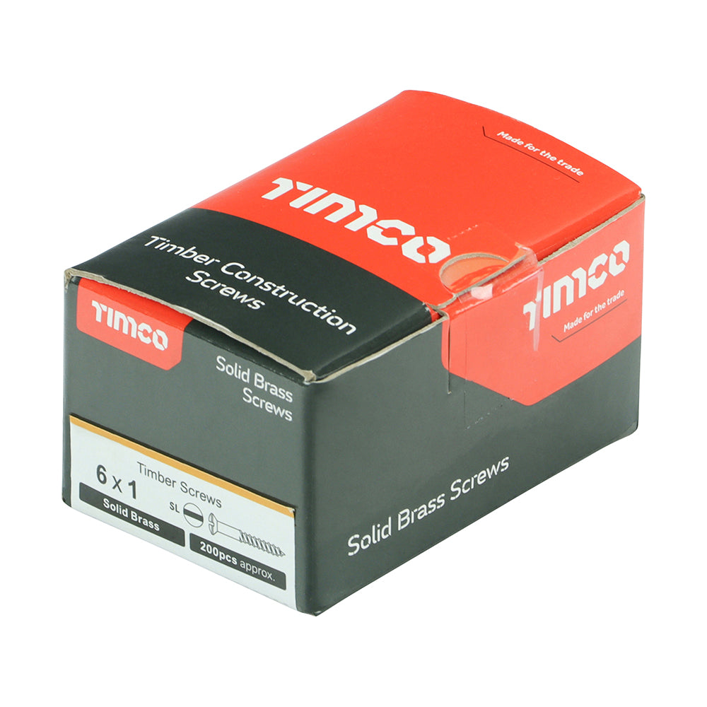 200 x TIMCO Solid Brass Round Head Woodscrews - 6 x 1