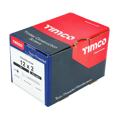 200 x TIMCO Twin-Threaded Round Head Silver Woodscrews - 12 x 2