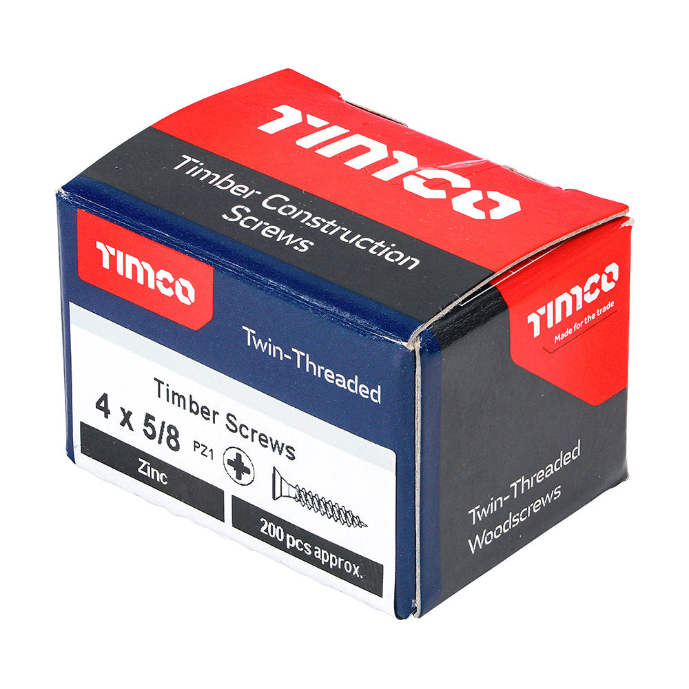 200 x TIMCO Twin-Threaded Countersunk Silver Woodscrews - 4 x 5/8