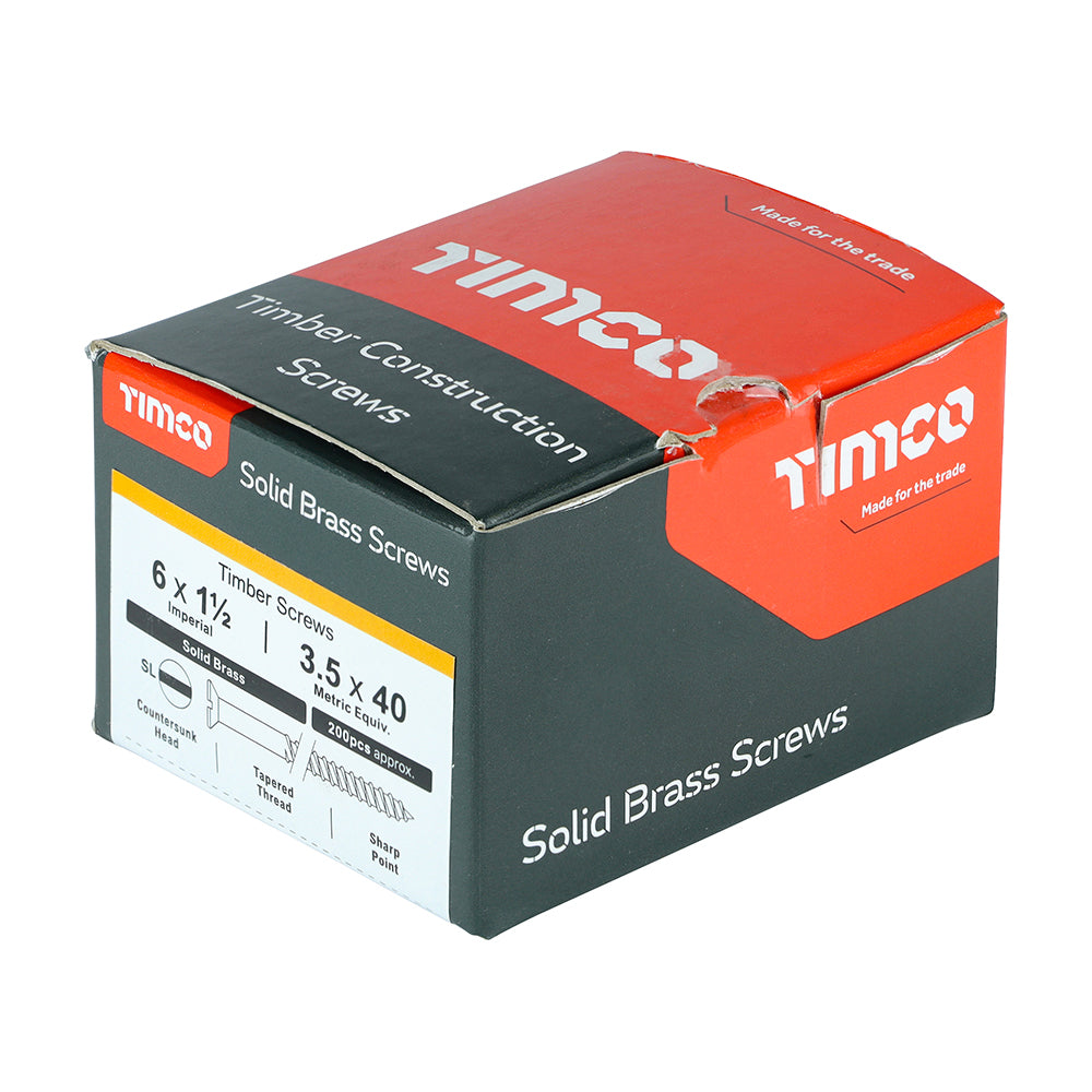 200 x TIMCO Solid Brass Countersunk Woodscrews - 6 x 1 1/2