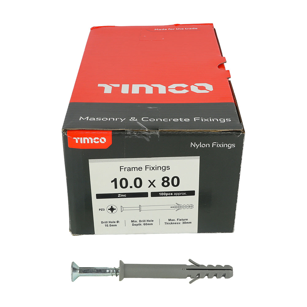 100 x TIMCO Nylon Frame Fixings - 10.0 x 80