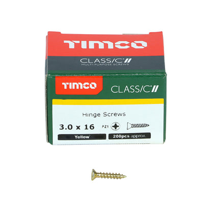 200 x TIMCO Classic Multi-Purpose Reduced Head Countersunk Gold Piano Hinge Woodscrews - 3.0 x 16