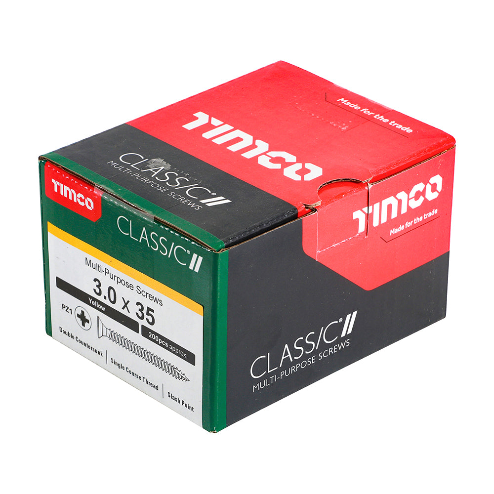 200 x TIMCO Classic Multi-Purpose Countersunk Gold Woodscrews - 3.0 x 35