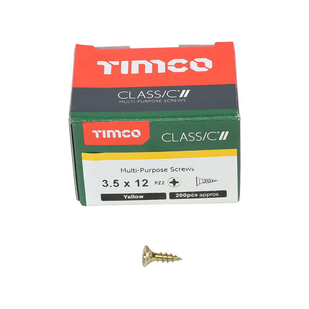 200 x TIMCO Classic Multi-Purpose Countersunk Gold Woodscrews - 3.5 x 12