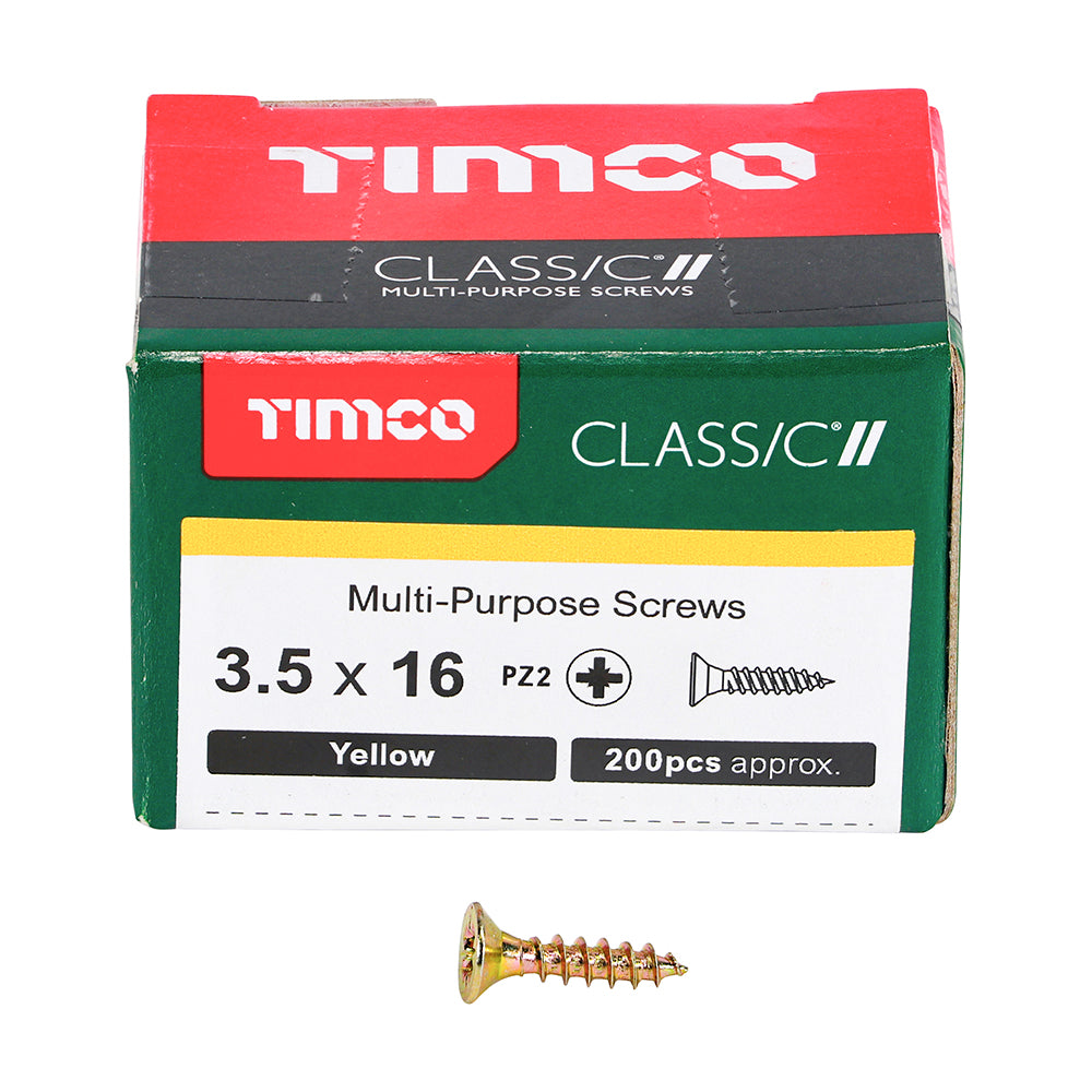 200 x TIMCO Classic Multi-Purpose Countersunk Gold Woodscrews - 3.5 x 16