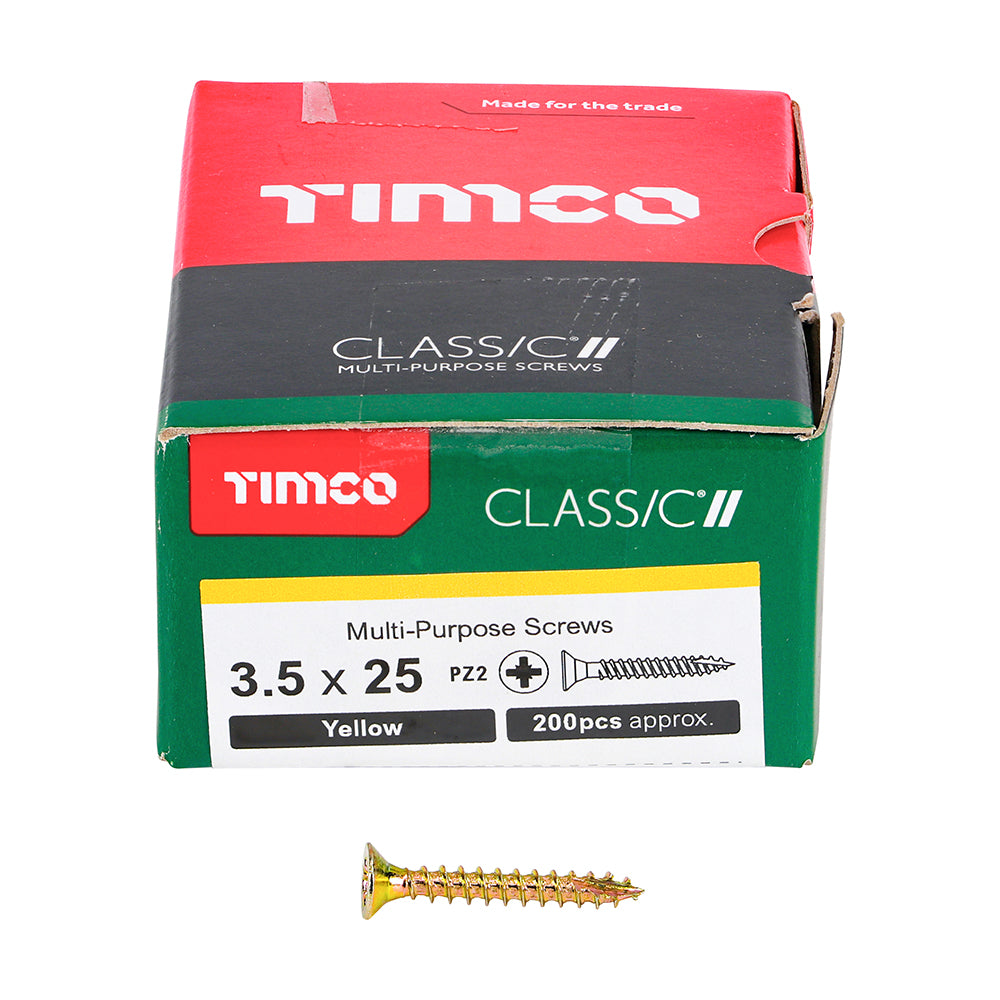 200 x TIMCO Classic Multi-Purpose Countersunk Gold Woodscrews - 3.5 x 25