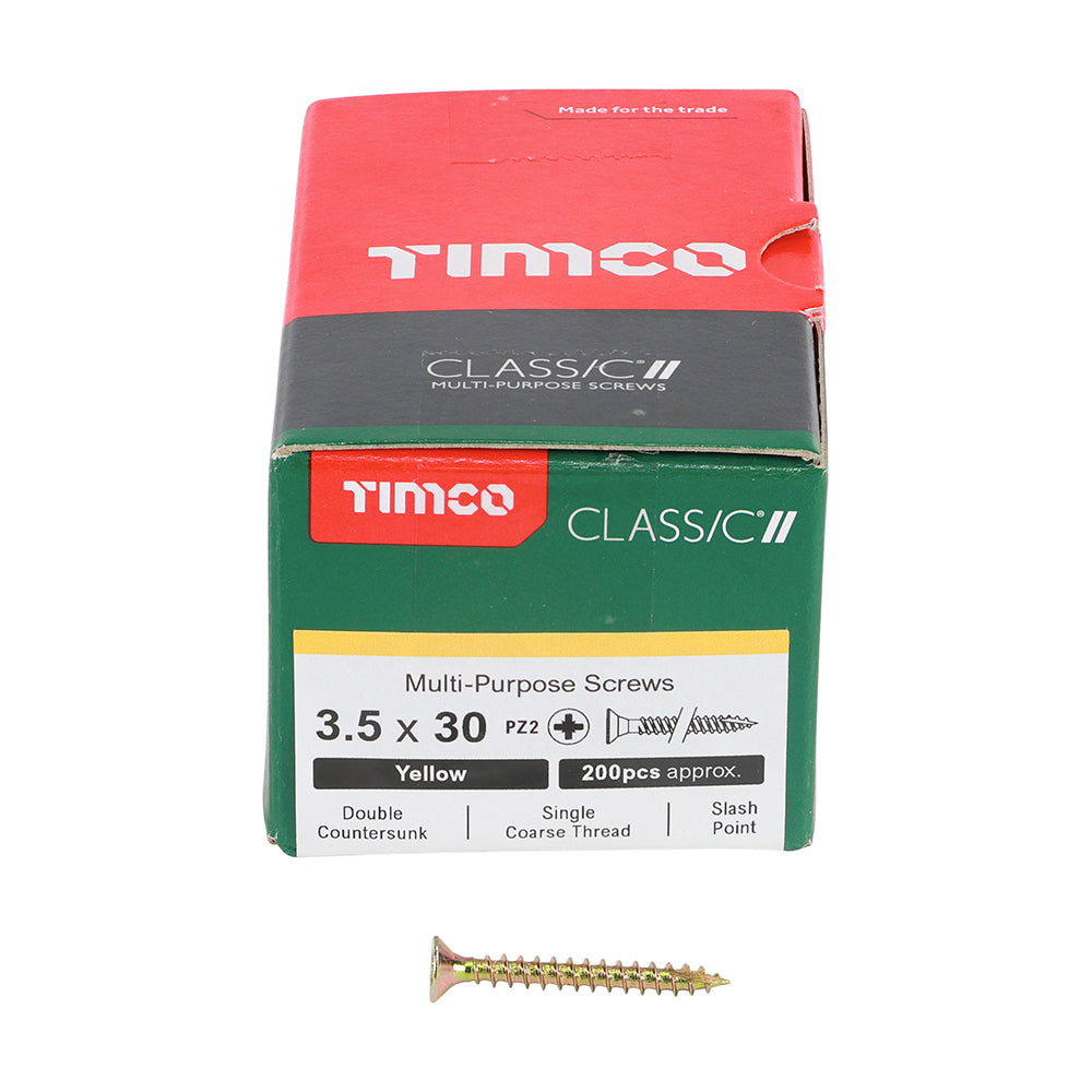 200 x TIMCO Classic Multi-Purpose Countersunk Gold Woodscrews - 3.5 x 30