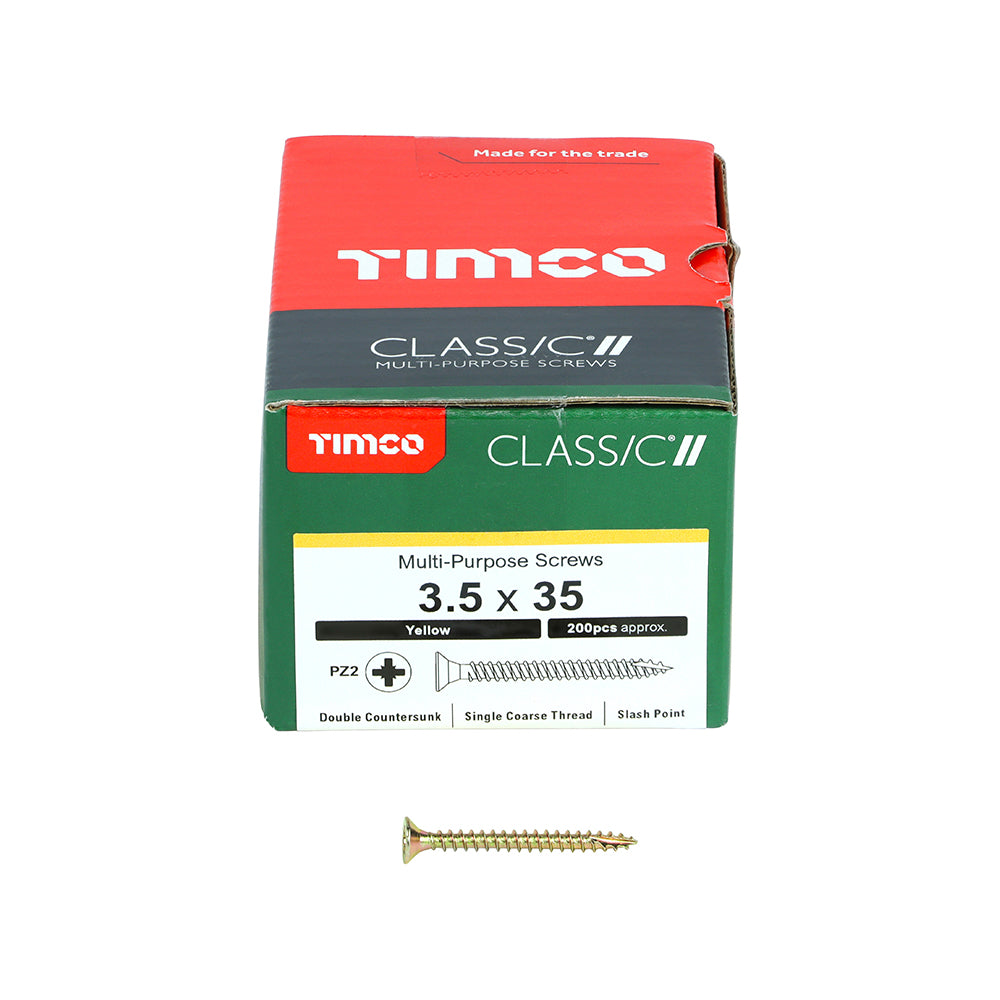 200 x TIMCO Classic Multi-Purpose Countersunk Gold Woodscrews - 3.5 x 35