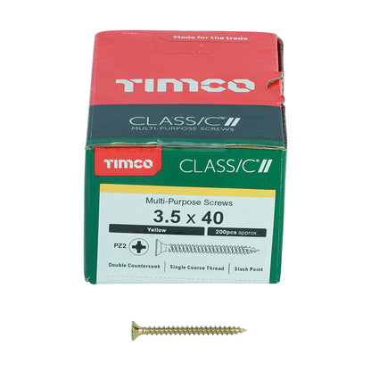 200 x TIMCO Classic Multi-Purpose Countersunk Gold Woodscrews - 3.5 x 40