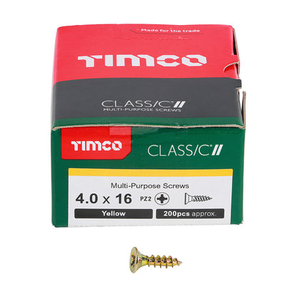 200 x TIMCO Classic Multi-Purpose Countersunk Gold Woodscrews - 4.0 x 16