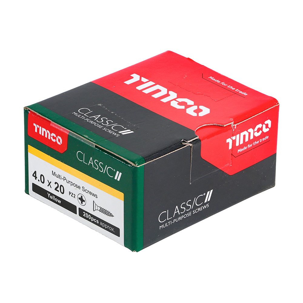 200 x TIMCO Classic Multi-Purpose Countersunk Gold Woodscrews - 4.0 x 20