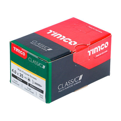 200 x TIMCO Classic Multi-Purpose Countersunk Gold Woodscrews - 4.0 x 25