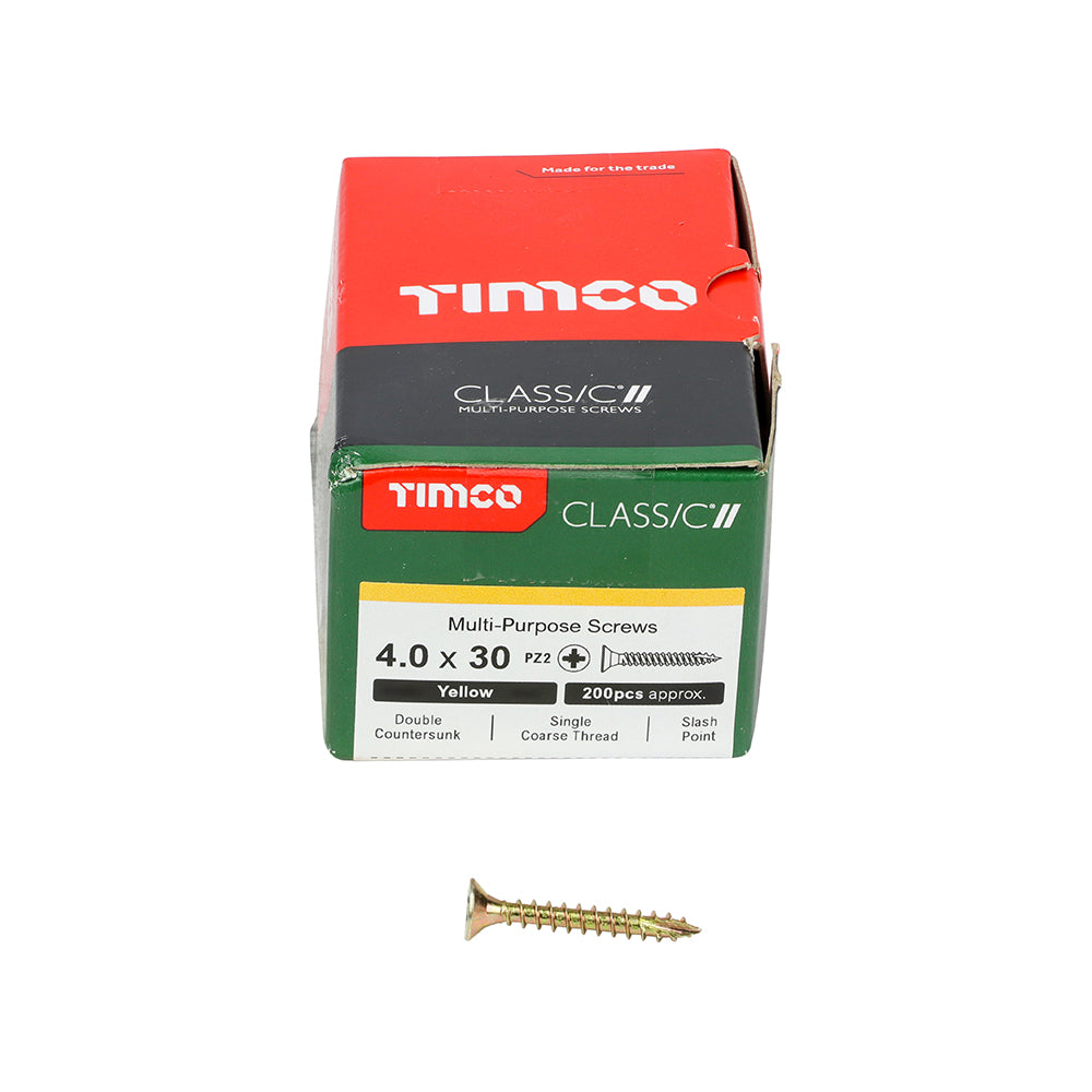 200 x TIMCO Classic Multi-Purpose Countersunk Gold Woodscrews - 4.0 x 30