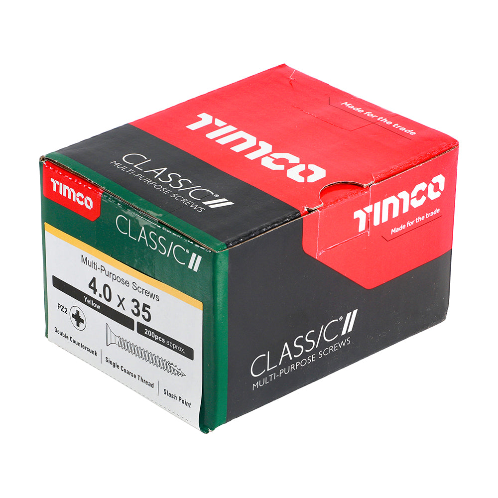 200 x TIMCO Classic Multi-Purpose Countersunk Gold Woodscrews - 4.0 x 35