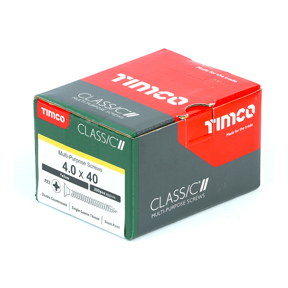 200 x TIMCO Classic Multi-Purpose Countersunk Gold Woodscrews - 4.0 x 40