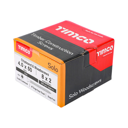 200 x TIMCO Solo Countersunk Silver Woodscrews - 4.0 x 50