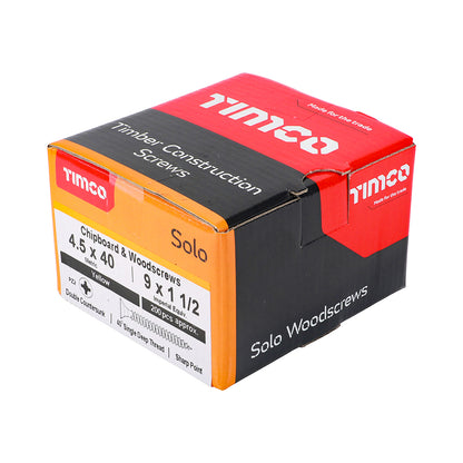 200 x TIMCO Solo Countersunk Gold Woodscrews - 4.5 x 40