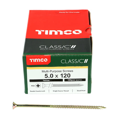 100 x TIMCO Classic Multi-Purpose Countersunk Gold Woodscrews - 5.0 x 120