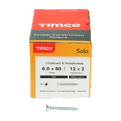 200 x TIMCO Solo Countersunk Silver Woodscrews - 6.0 x 50