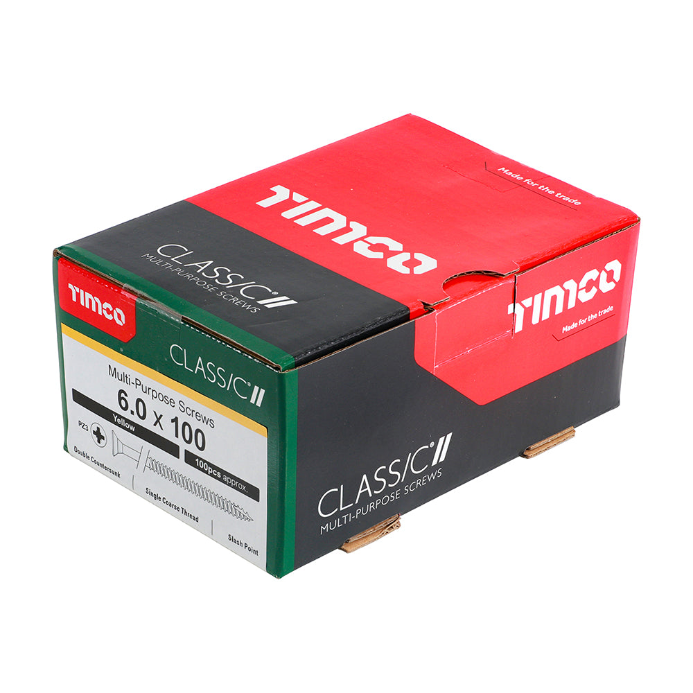 100 x TIMCO Classic Multi-Purpose Countersunk Gold Woodscrews - 6.0 x 100