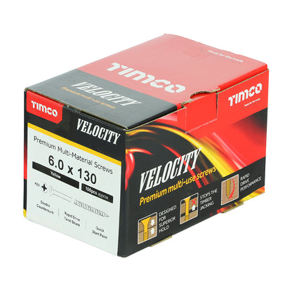 100 x TIMCO Velocity Premium Multi-Use Countersunk Gold Woodscrews - 6.0 x 130