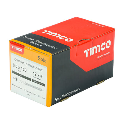 100 x TIMCO Solo Countersunk Silver Woodscrews - 6.0 x 150