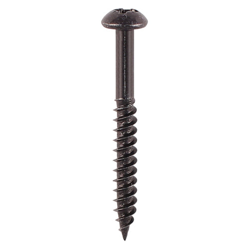 10 x TIMCO Twin-Threaded Round Head Black Woodscrews - 8 x 11/2