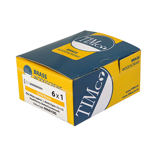 100 x TIMCO Solid Brass Countersunk Woodscrews - 10 x 2