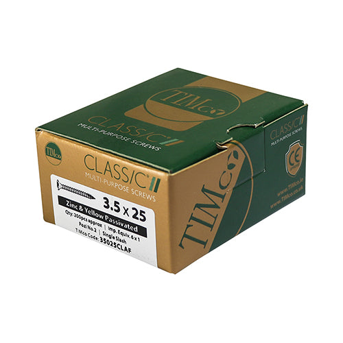 200 x TIMCO Classic Multi-Purpose Countersunk Gold Woodscrews - 3.0 x 20