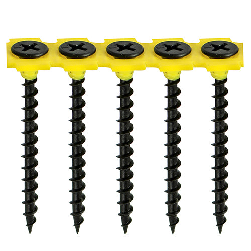 1000 x TIMCO Collated Drywall Coarse Thread Bugle Head Black Screws - 3.5 x 32