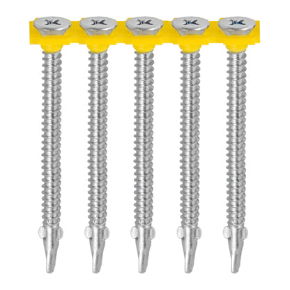 1000 x TIMCO Collated Self-Drilling Wing-Tip Steel to Timber Light Section Exterior Silver Screws  - 4.8 x 44