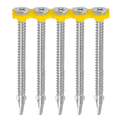 1000 x TIMCO Collated Self-Drilling Wing-Tip Steel to Timber Light Section Exterior Silver Screws  - 4.8 x 44