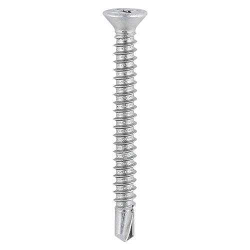 1000 x TIMCO Window Fabrication Screws Countersunk PH Self-Tapping Thread Self-Drilling Point Martensitic Stainless Steel & Silver Organic - 3.9 x 38