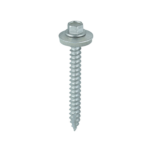 100 x TIMCO Slash Point Sheet Metal to Timber Screws Exterior Silver with EPDM Washer - 6.3 x 60