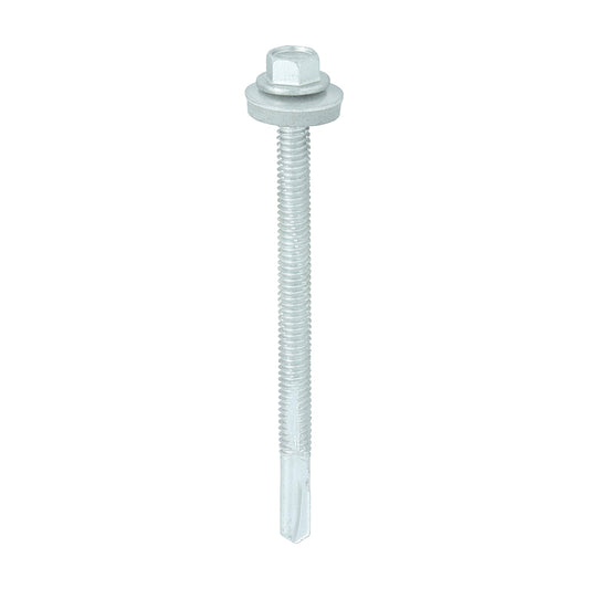 100 x TIMCO Self-Drilling Heavy Section Screws Exterior Silver with EPDM Washer - 5.5 x 80