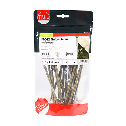 20 x TIMCO Wafer Head Exterior Green Timber Screws  - 6.7 x 150