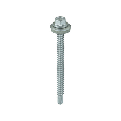 100 x TIMCO Self-Drilling Light Section Screws Exterior Silver with EPDM Washer - 5.5 x 70