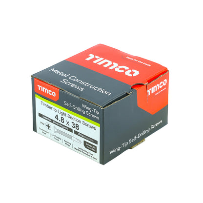 200 x TIMCO Self-Drilling Wing-Tip Steel to Timber Light Section Exterior Silver Screws  - 4.8 x 38