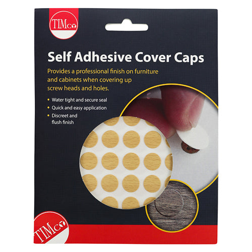 112 x TIMCO Self-Adhesive Screw Cover Caps Beech - 13mm