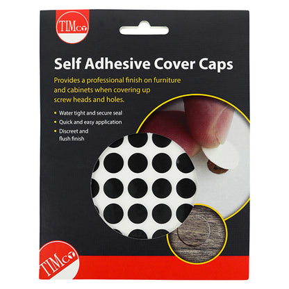 112 x TIMCO Self-Adhesive Screw Cover Caps Black - 13mm