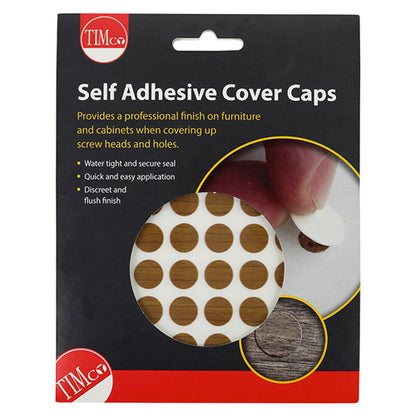 112 x TIMCO Self-Adhesive Screw Cover Caps Natural Walnut - 13mm