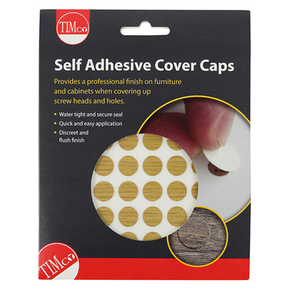 112 x TIMCO Self-Adhesive Screw Cover Caps Oak - 13mm